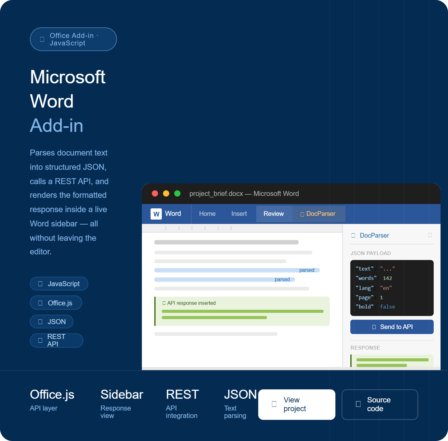 Microsoft Word Addin using JavaScript